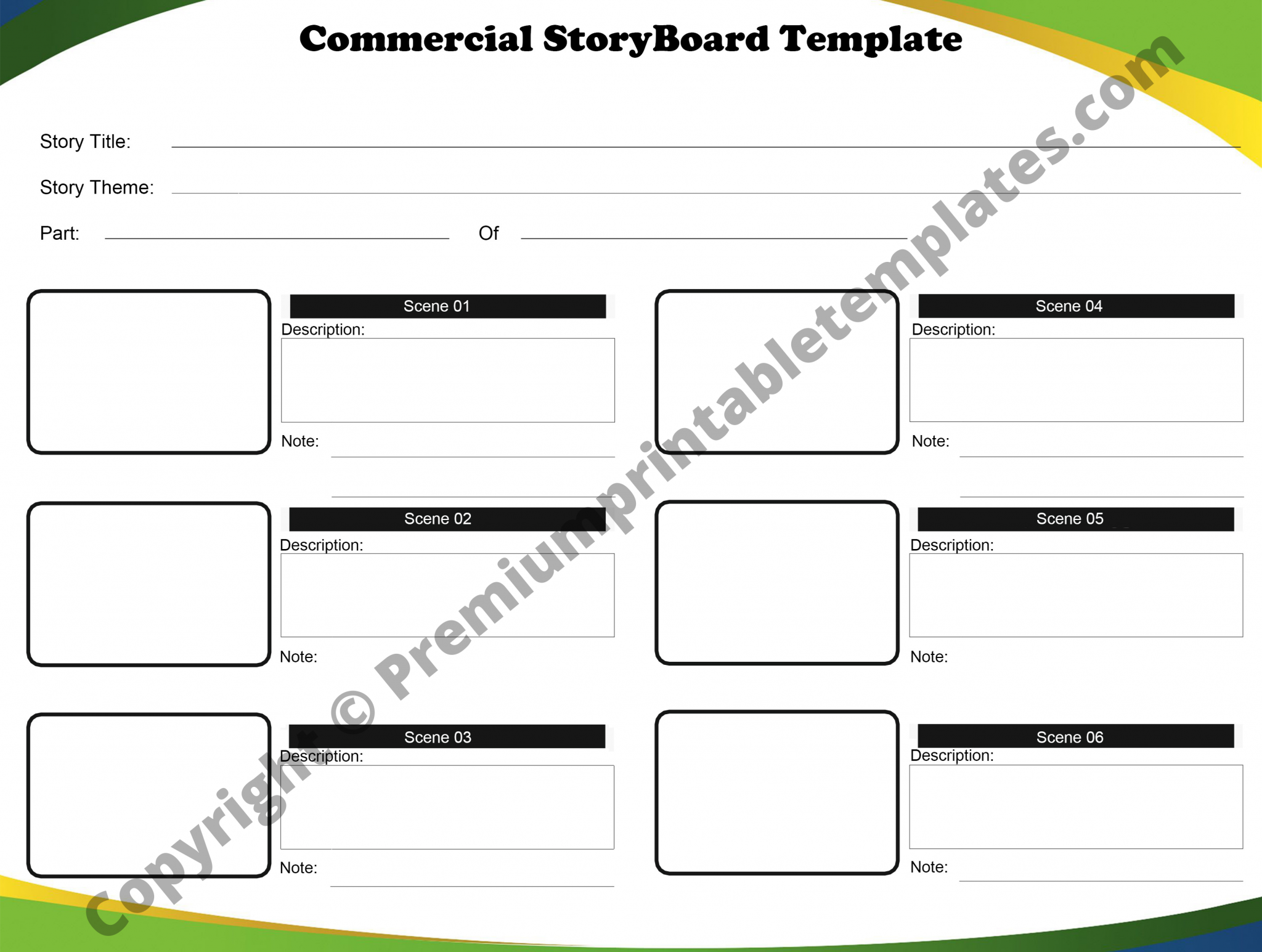 Commercial Storyboard Pack Of Premium Printable Templates