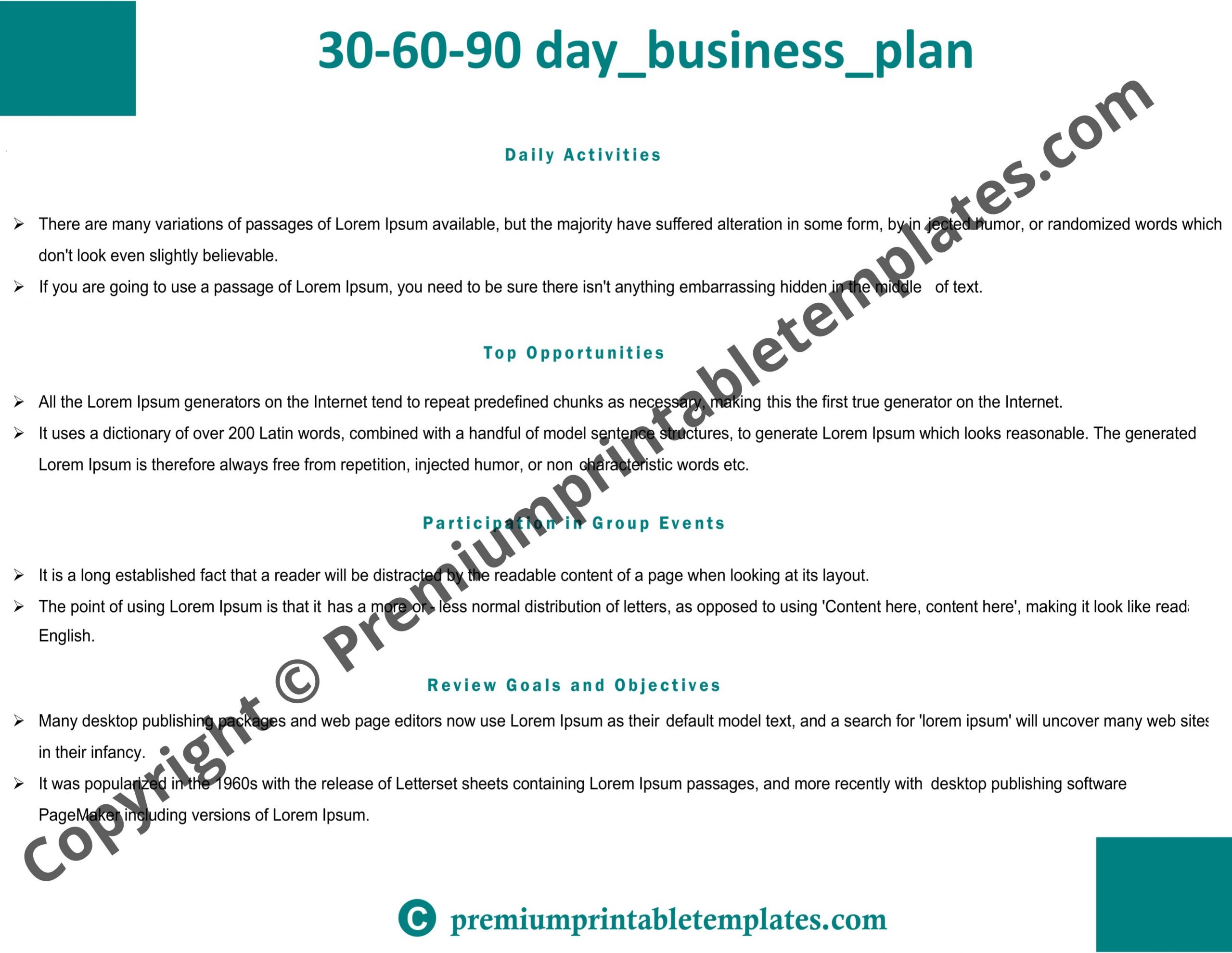 90 Day Review Template from premiumprintabletemplates.com