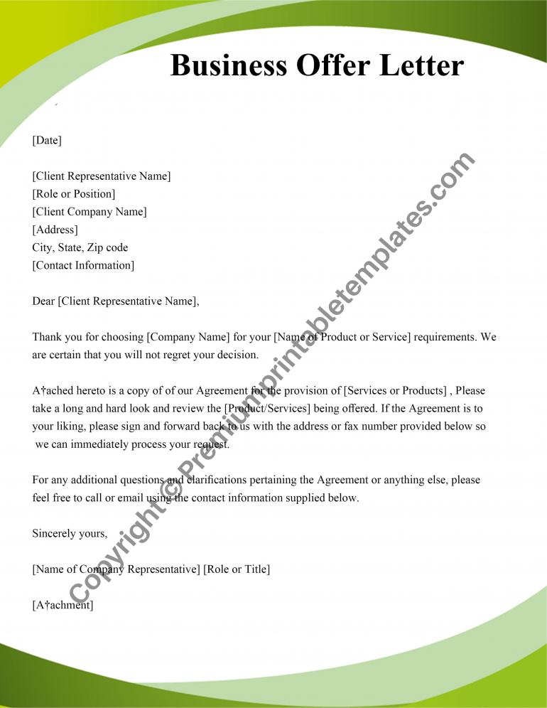 Business Offer Letter Template
