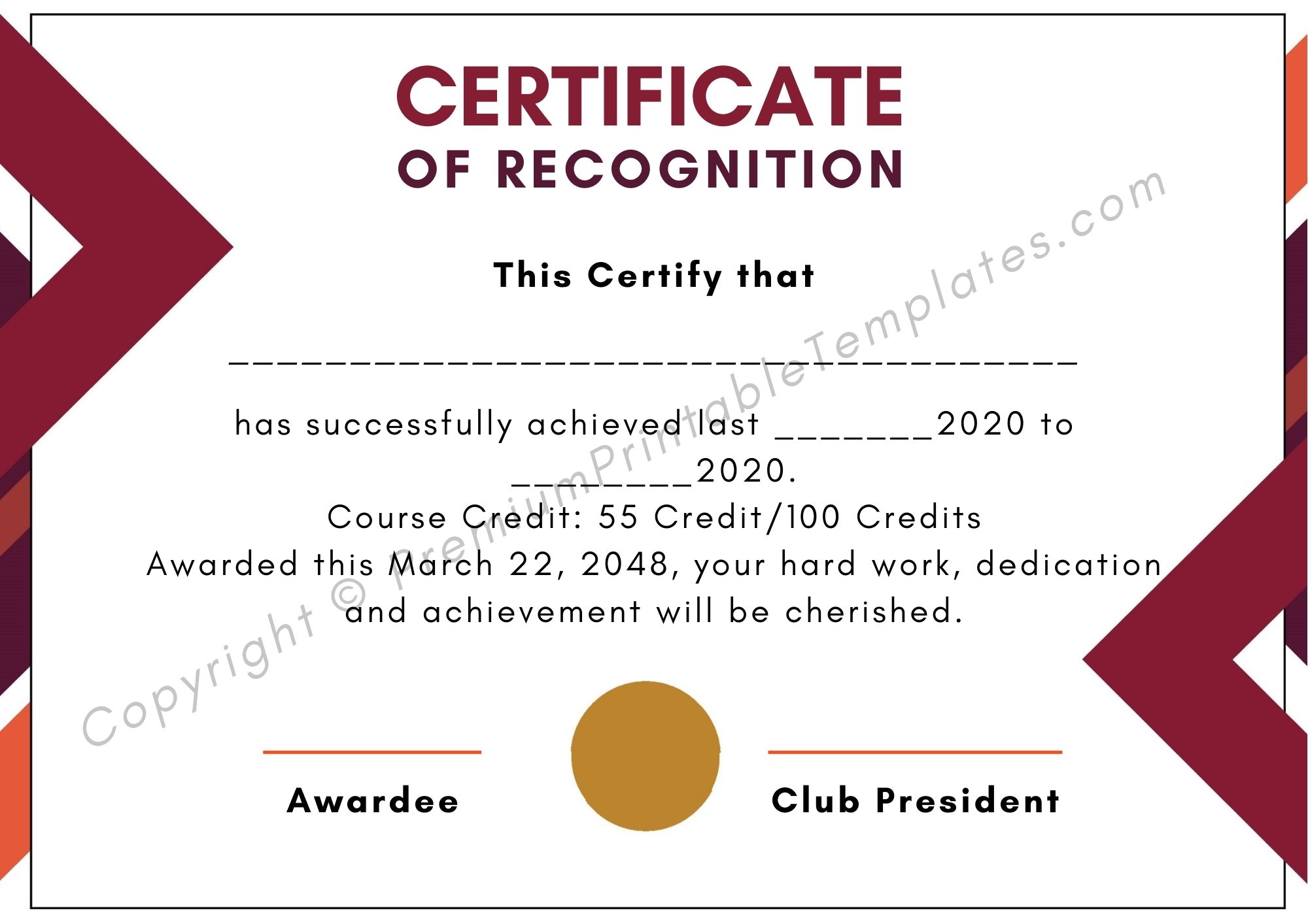 Certificate of Recognition  Editable & PDF [Pack of 21] With Regard To Sample Certificate Of Recognition Template