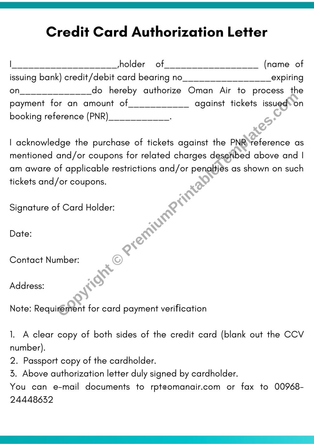 Credit Card Authorization Letter PDF