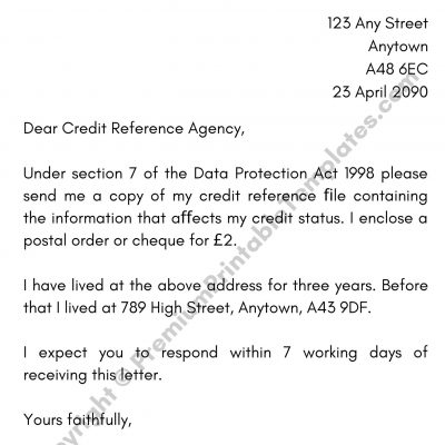 Credit Reference Letter Template