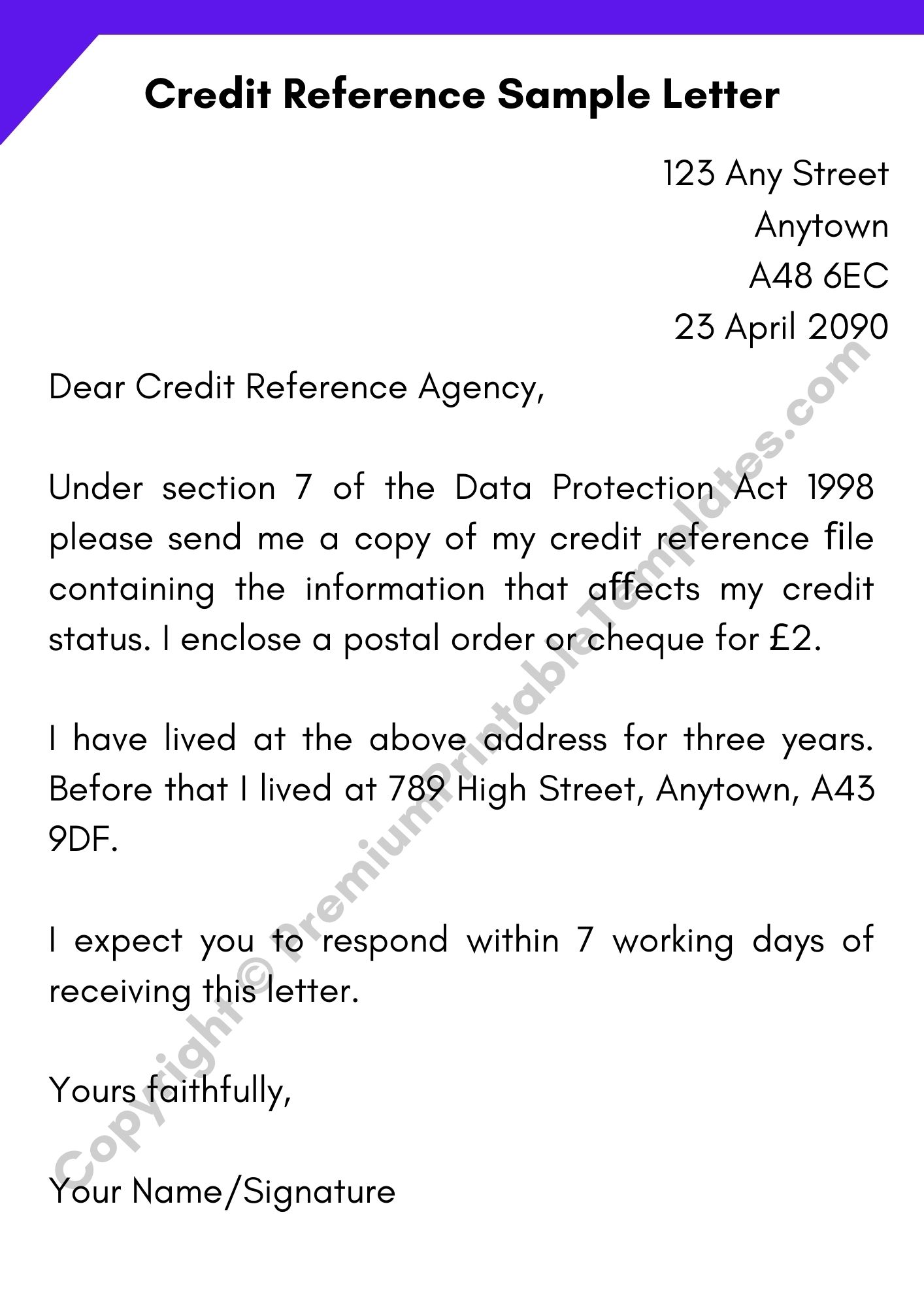 Credit Reference Letter Template Pack Of 5 