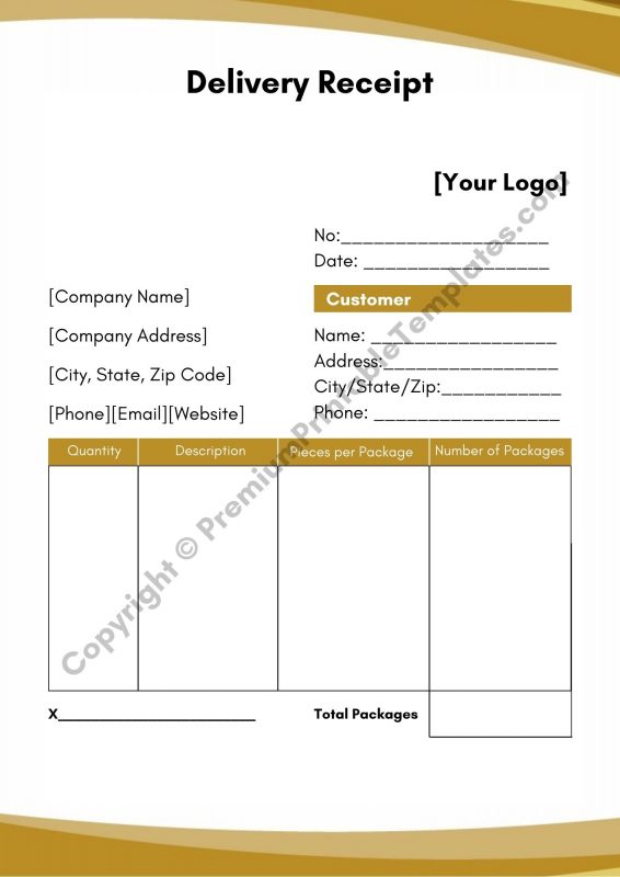 Delivery Receipt Template [pack Of 5] 