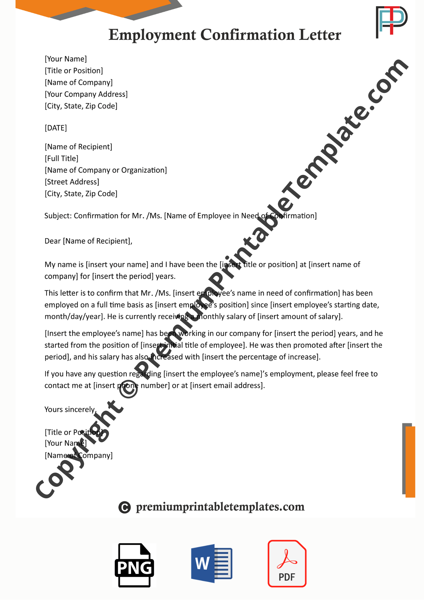Employment Confirmation Letter Template from premiumprintabletemplates.com
