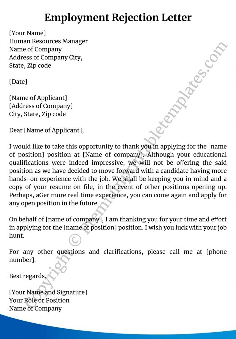Employment Rejection Letter