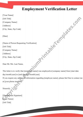 Employment Verification Letter | Editable & PDF [Pack of 5]