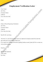 Employment Verification Letter Template