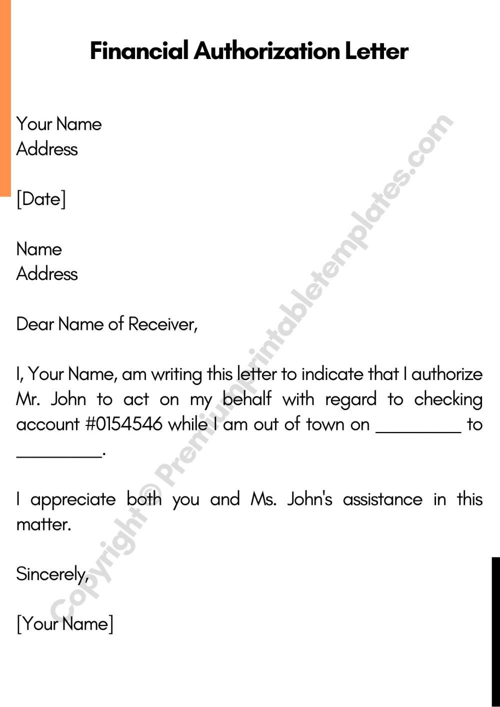 Financial Authorization Letter PDF