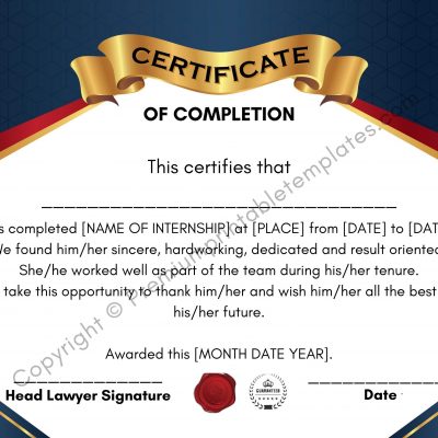 Law Internship Certificate Template