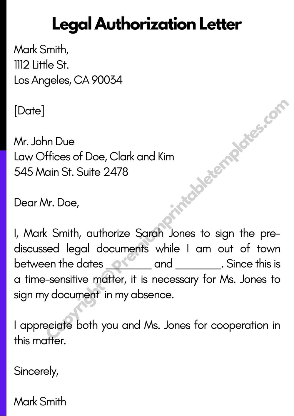 Legal Authorization Letter