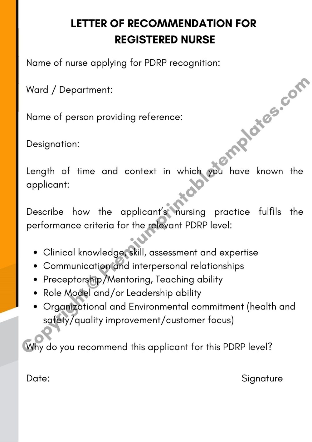 Letter Of Recommendation For Registered Nurse