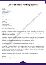 Letter of Intent for Employment