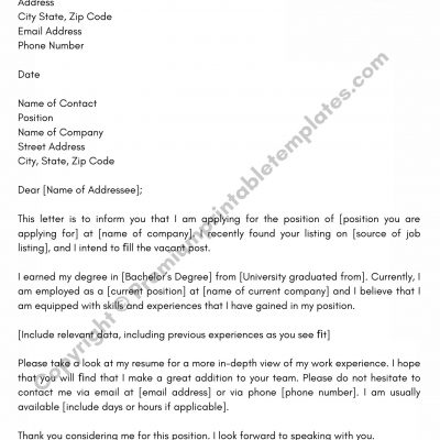 Letter of Intent for Employment Template
