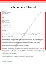 Letter of intent for a job