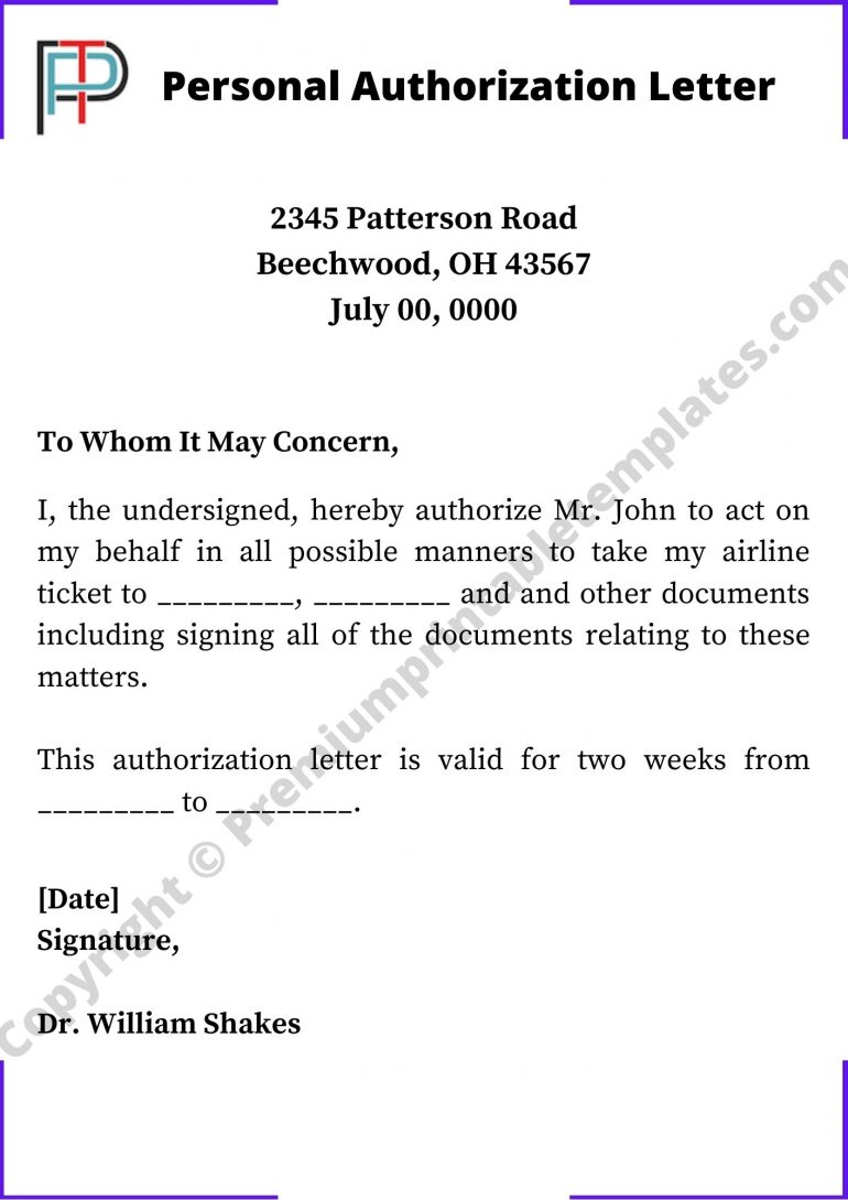 Personal Authorization Letter