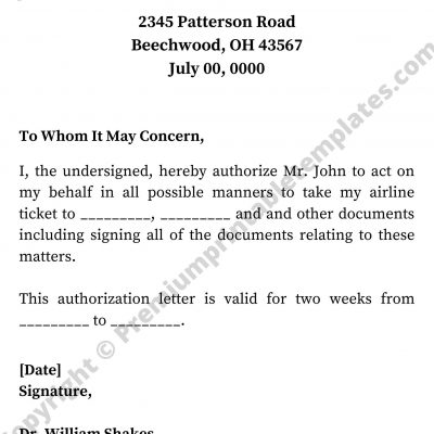 Personal Authorization Letter PDF