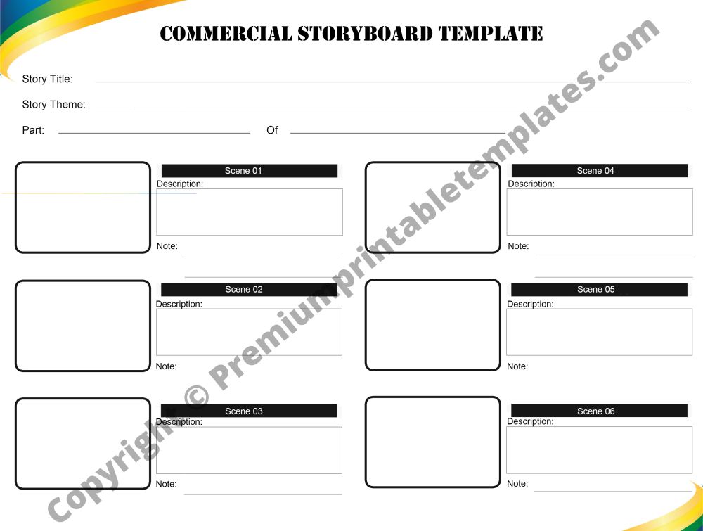 Printable Commercial Storyboard