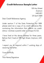 Printable Credit Reference Sample Letter