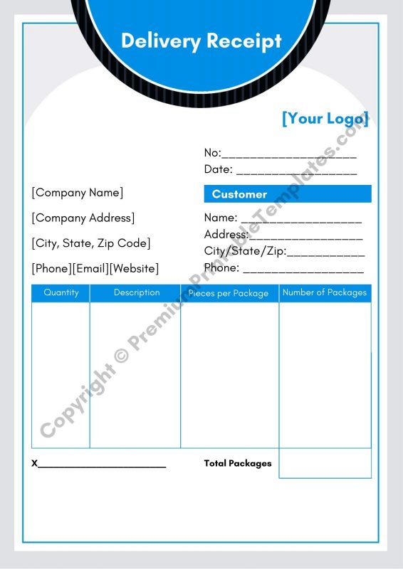 delivery receipt template pack of 5 premium printable templates