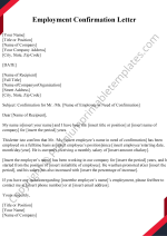 Printable Employment Confirmation Letter