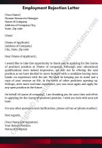 Printable Employment Rejection Letter