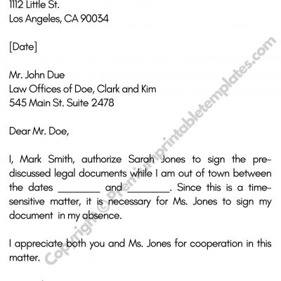 Printable Legal Authorization Letter