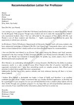 Printable Recommendation Letter For Professor