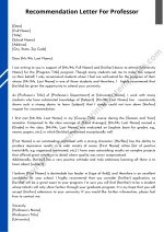 Recommendation Letter For Professor PDF