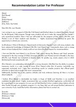 Recommendation Letter For Professor Template