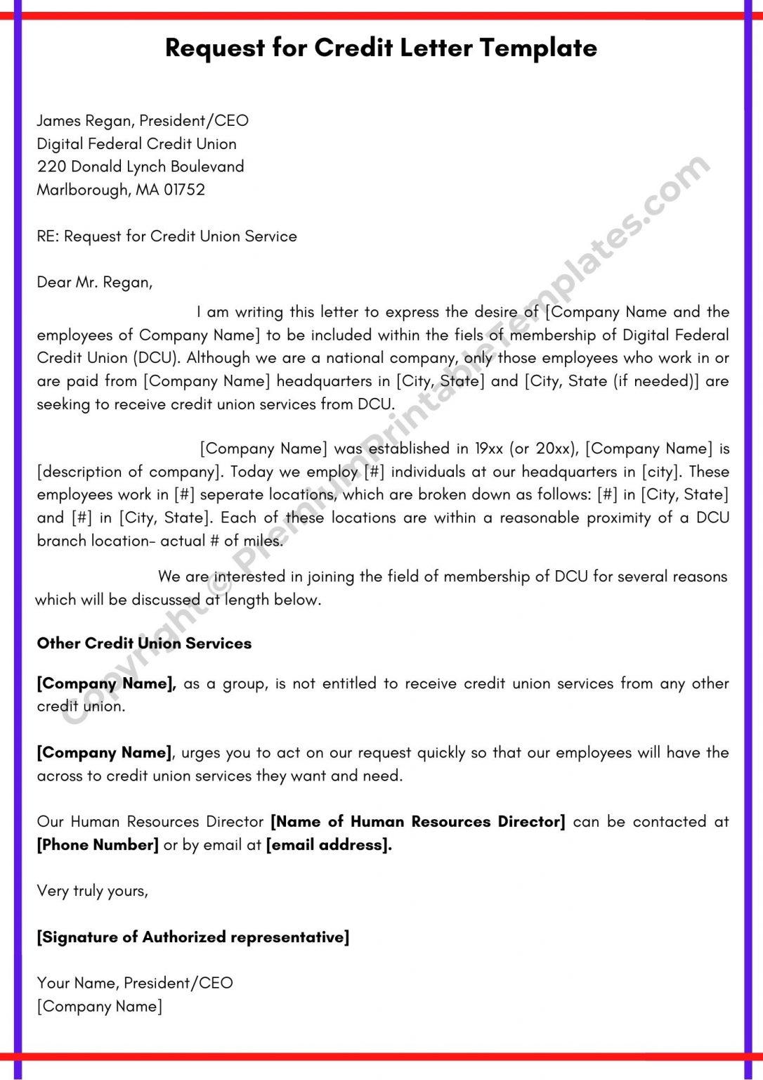 Request For Credit Letter Template Pack Of 5 