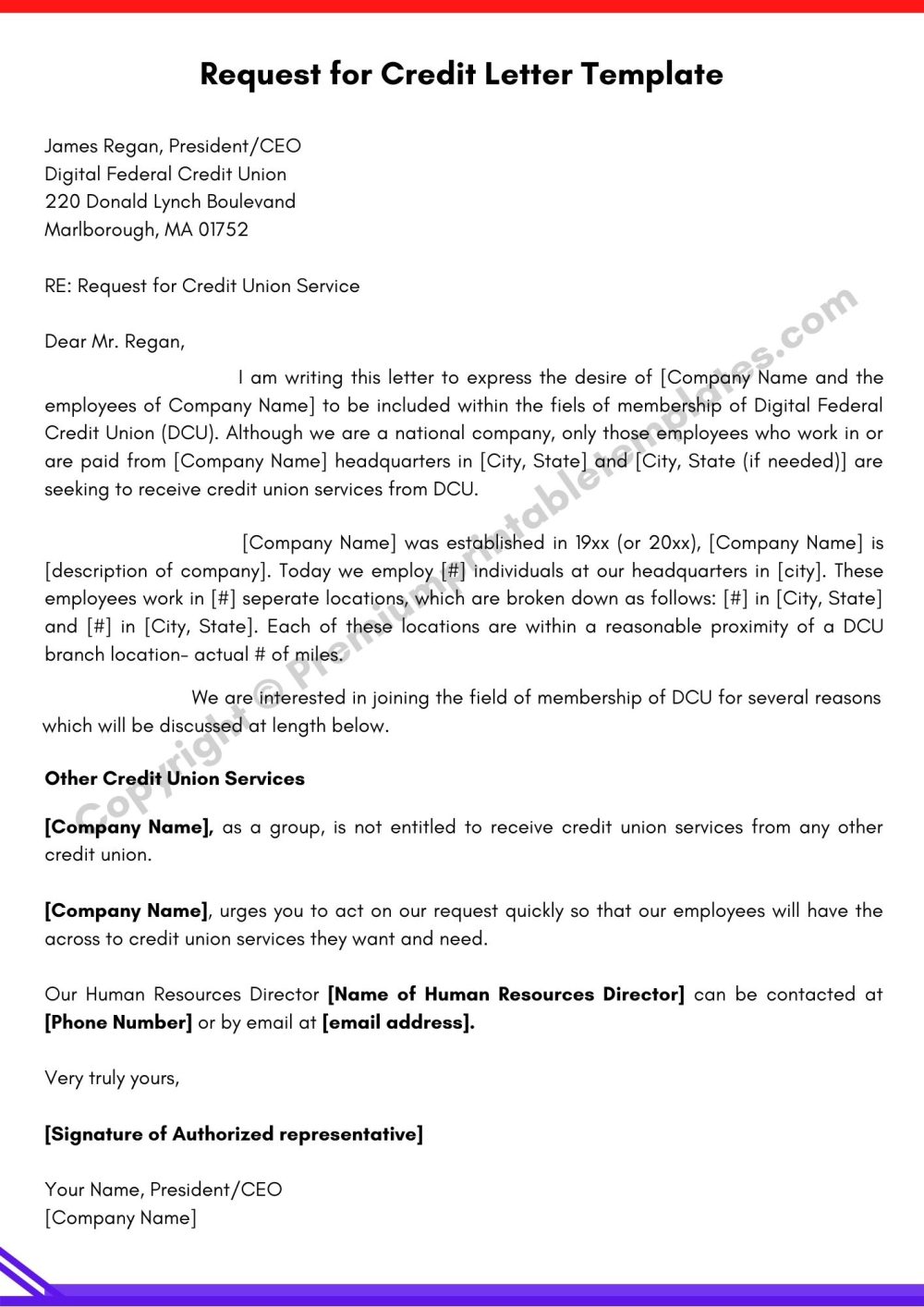 Request for Credit Letter PDF
