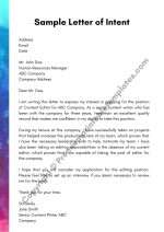 Sample Letter of Intent PDF