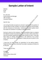Sample Letter of Intent Word