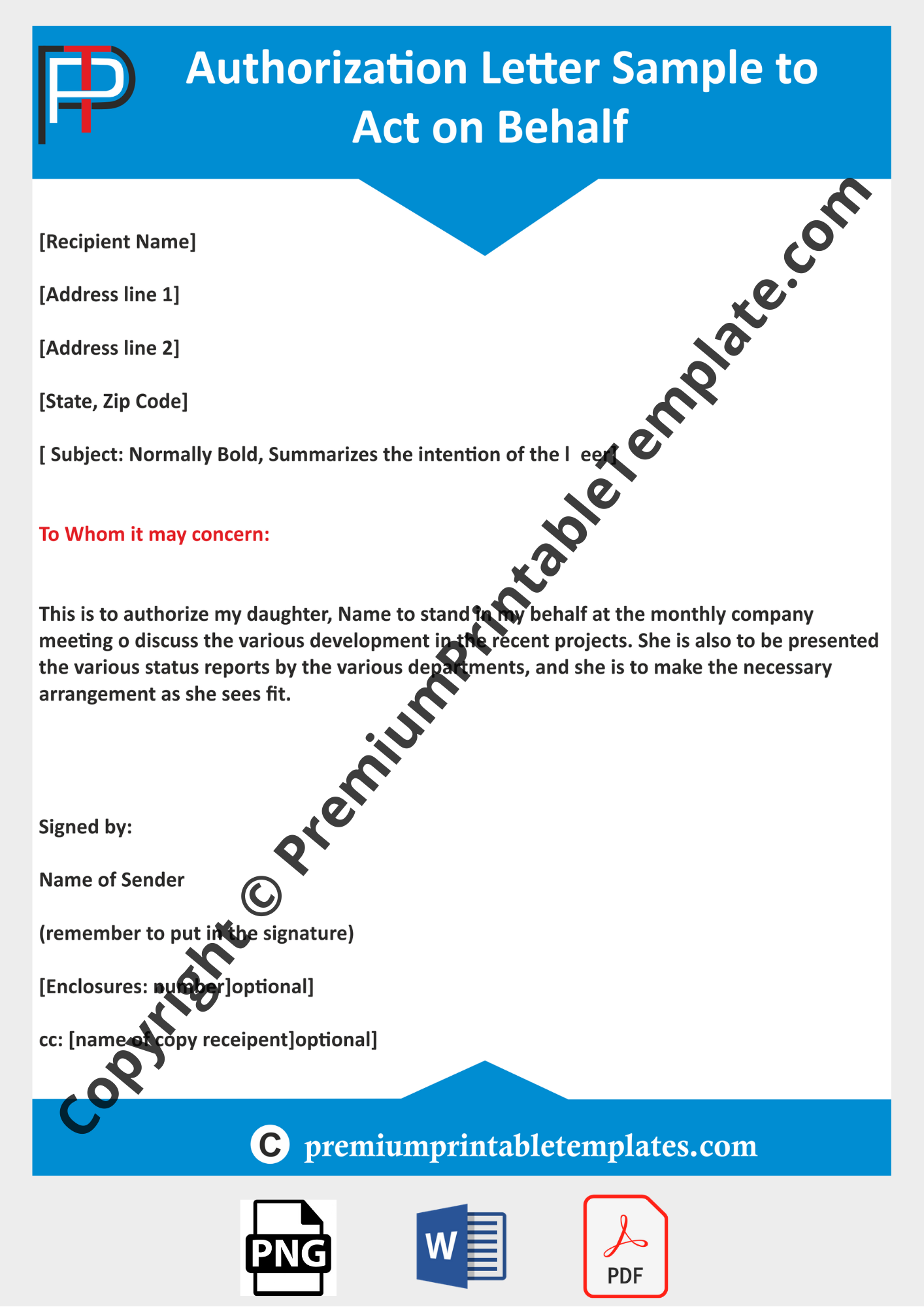 Letter Of Authorization Sample from premiumprintabletemplates.com