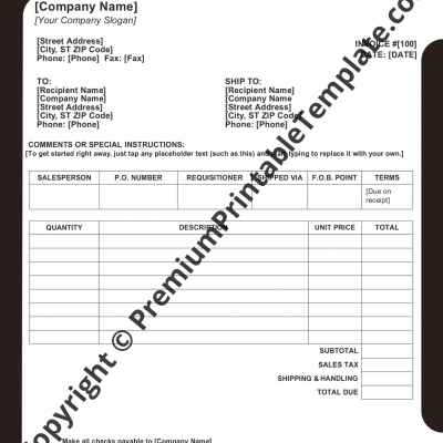 basic invoice template printable in pdf word pack of 5