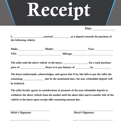 deposit receipt template printable in pdf word pack of 5