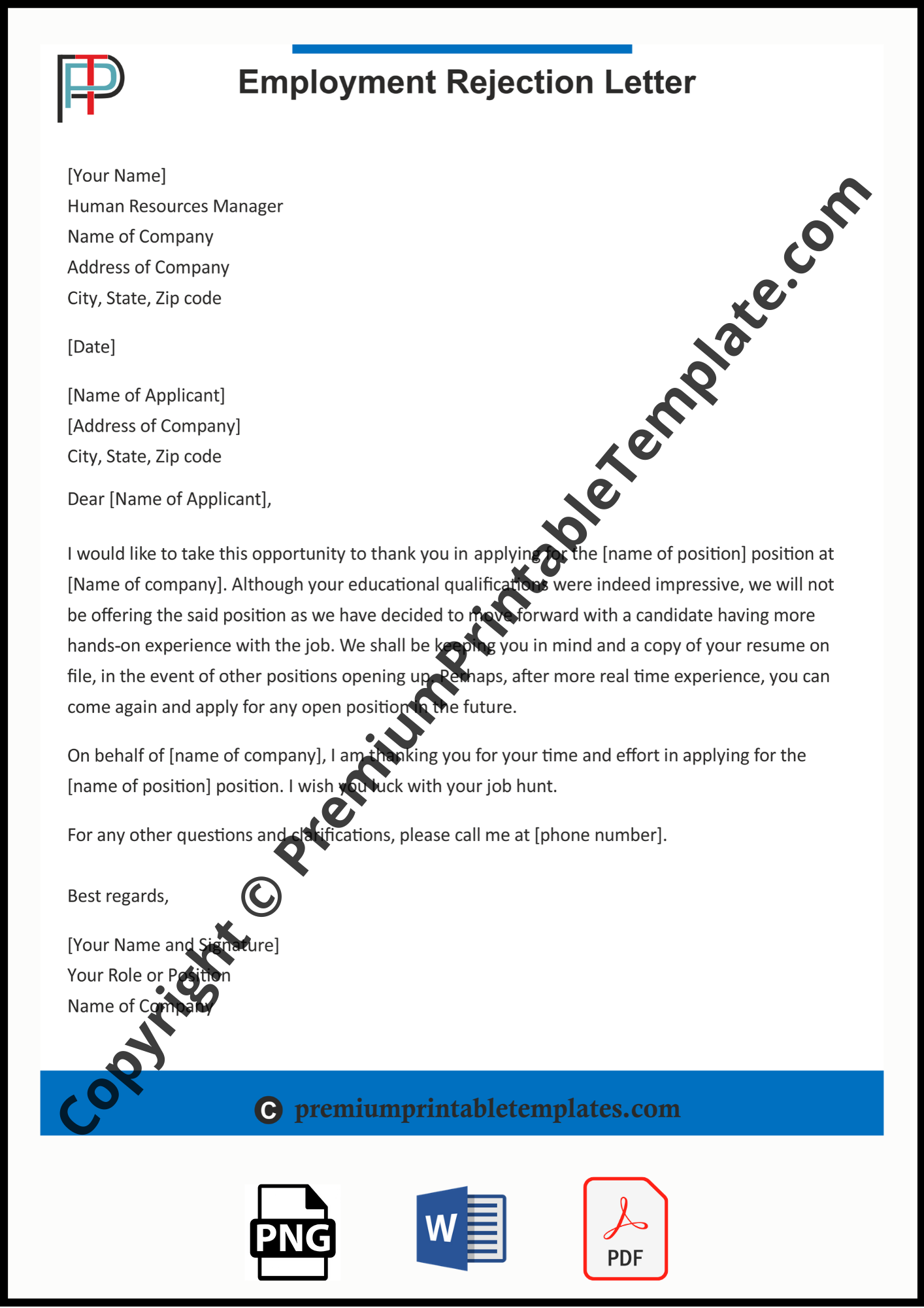 Human Resources Rejection Letter from premiumprintabletemplates.com
