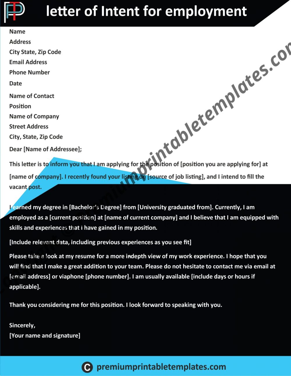 letter of intent for employment