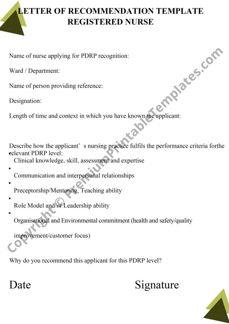 recommendation letter for nurse pdf
