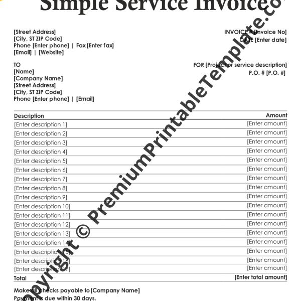 service invoice
