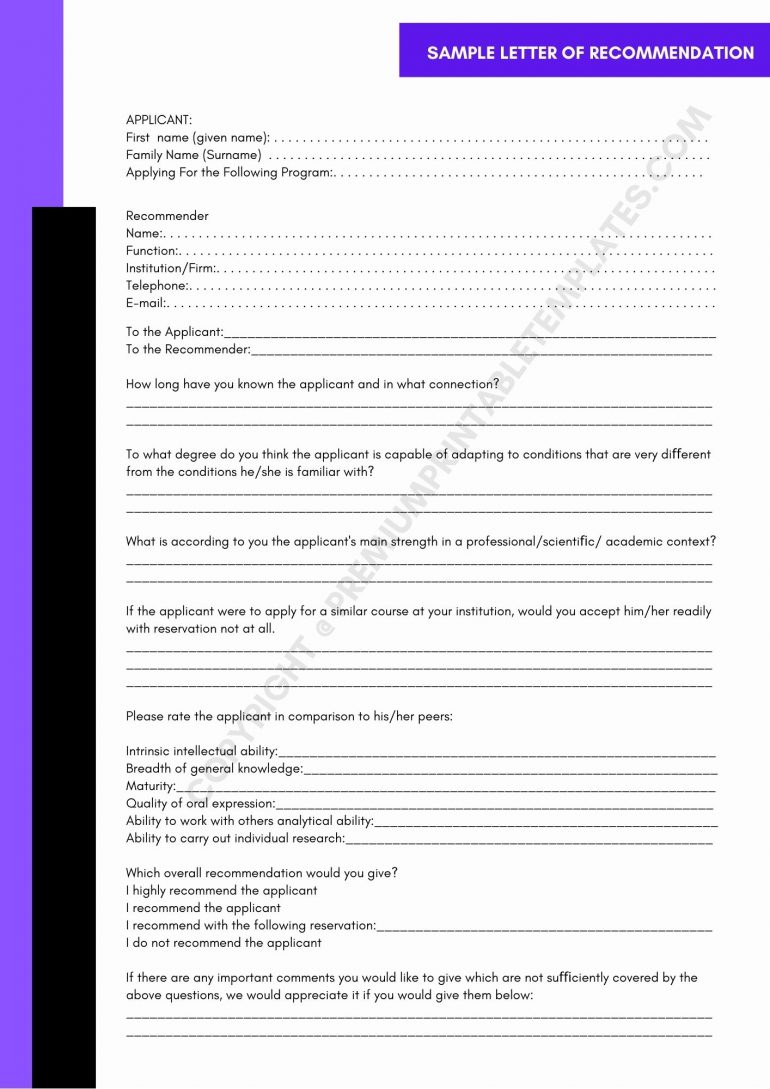 two letter of recommendation sample template