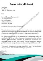 Formal Letter of Interest Template