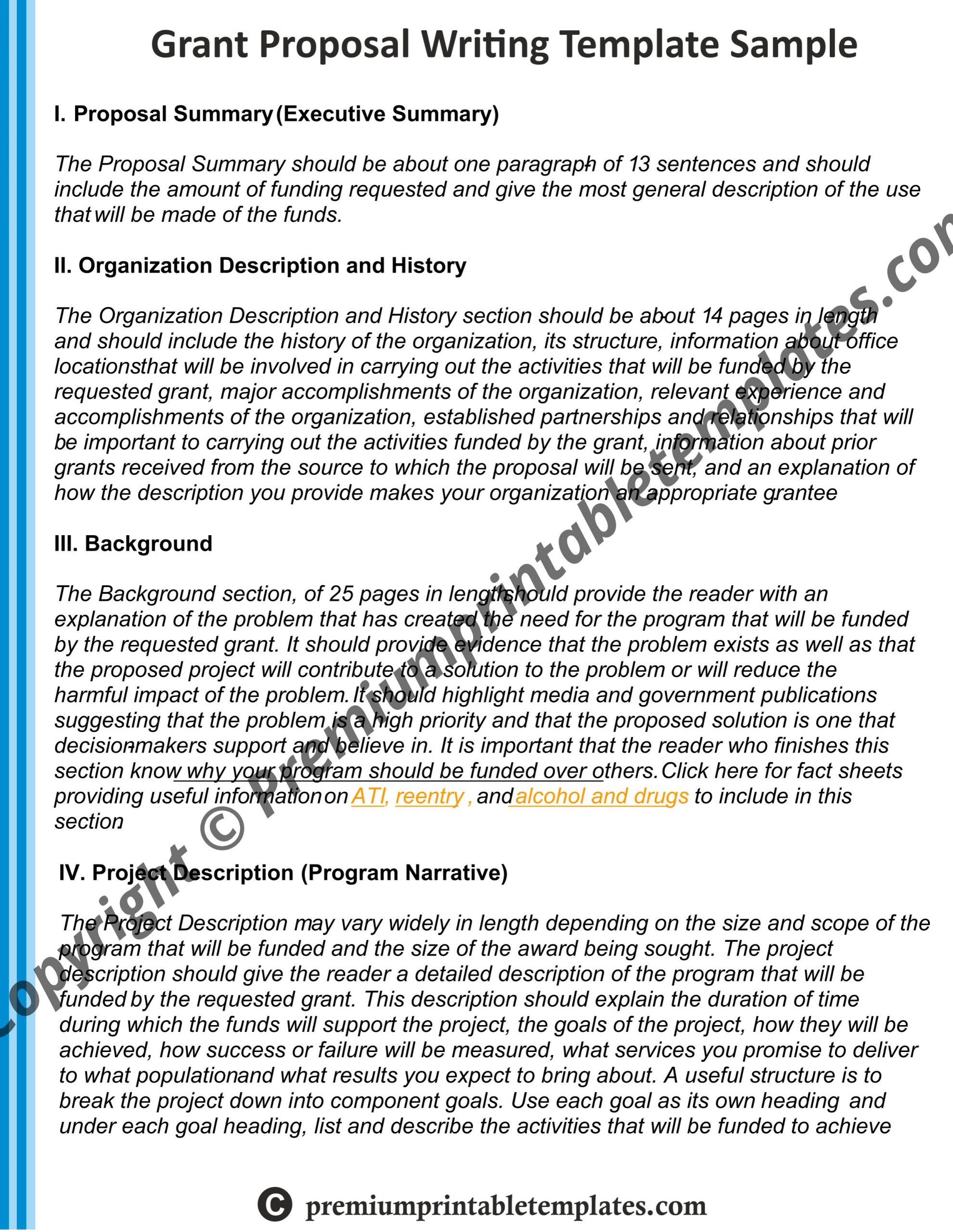 Grant Writing Proposal Sample Printable Template [Pack of 20] With Funding Proposal Template