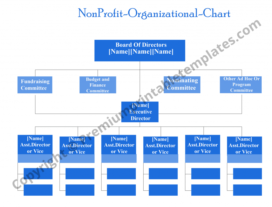 NonProfit Organizational Chart Printable Template [Pack of 5]