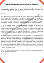 Printable letter for Requesting Grant Budget Revision