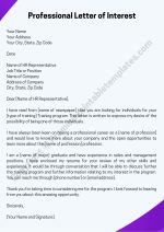 Professional Letter of Interest