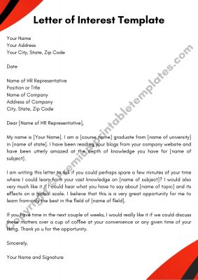 Sample Letter of Interest | Editable [Pack of 5]