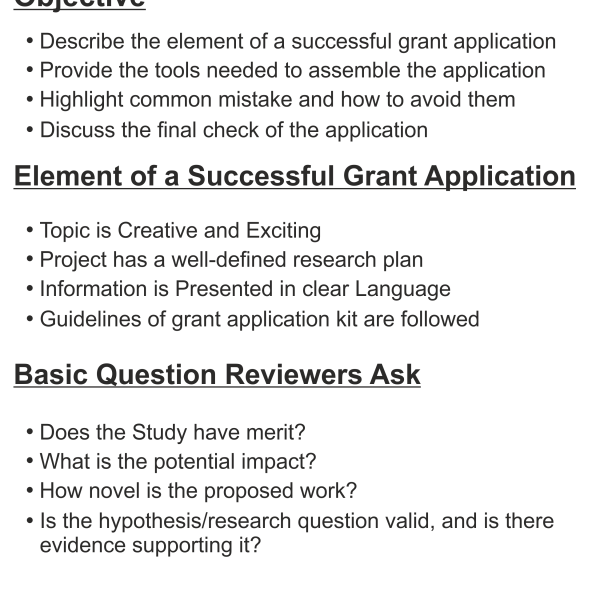 Writing a Successful Grant Application