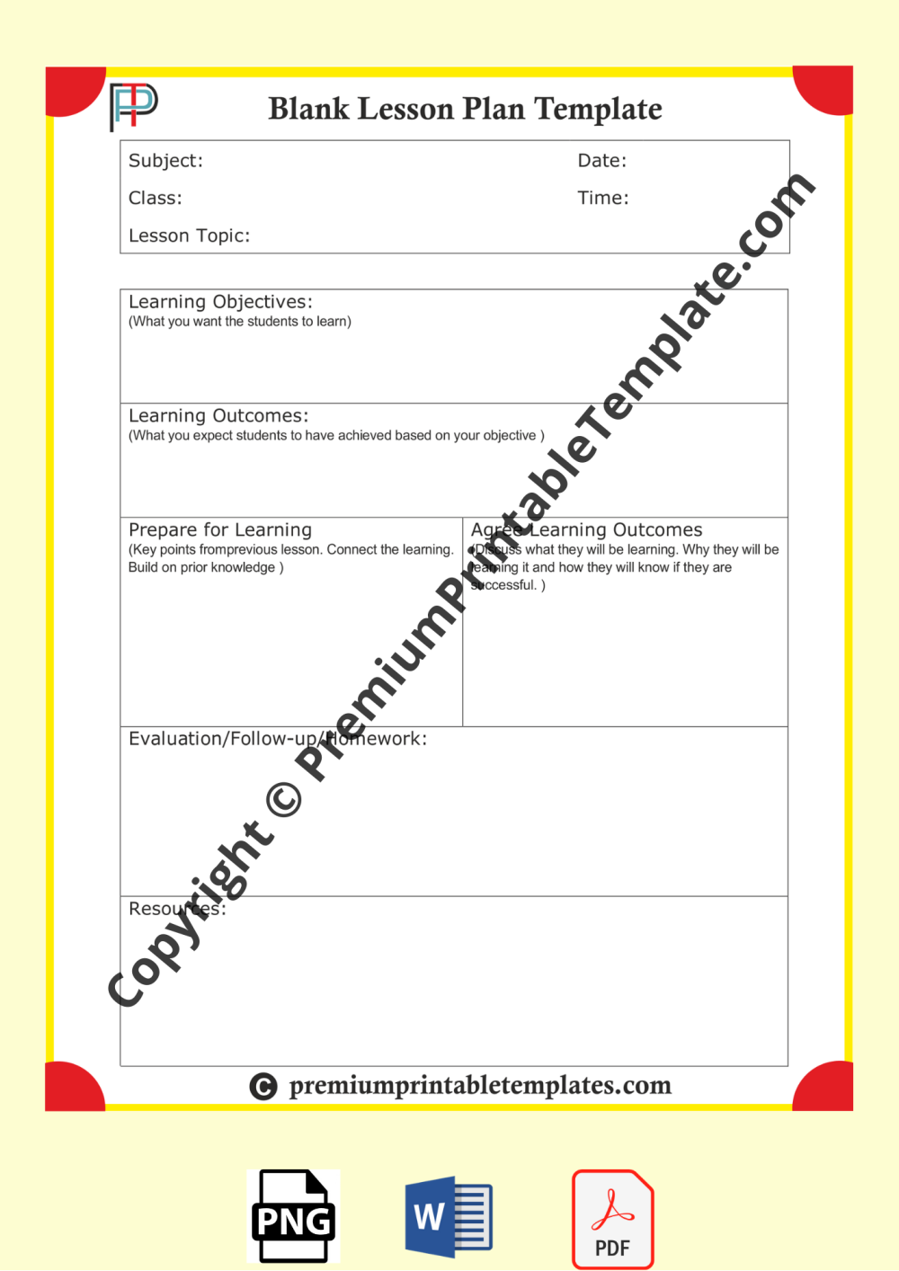 blank Lesson Plan Template